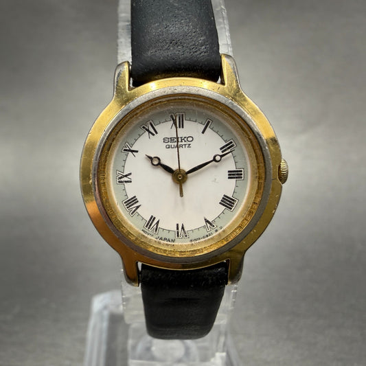 Seiko Watch Women 22mm White Dial Gold Tone Round 4N01-0441 New Battery Vintage0