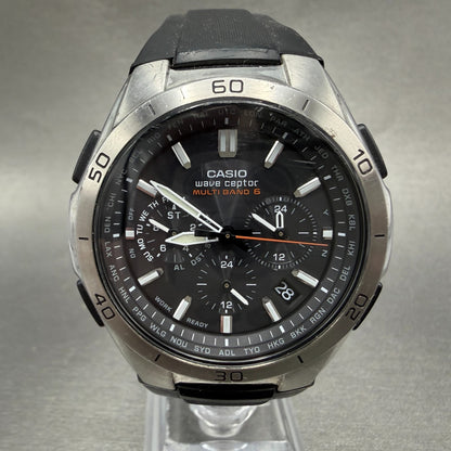 Casio Waveceptor WVQ-M410 Watch Men 43mm Black Dial Silver Tone Date Solar RunsG0