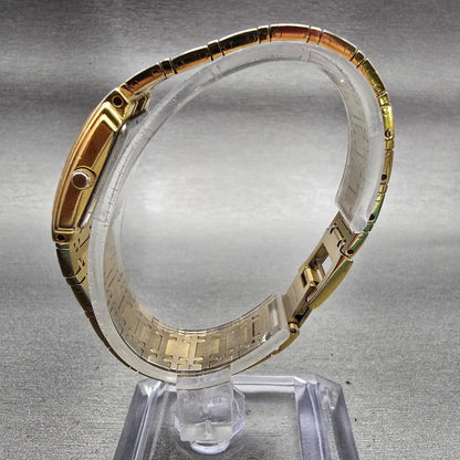 Bulova Watch Women 20mm Gold Dial Gold Tone Rectangle Vintage New Battery 97L446