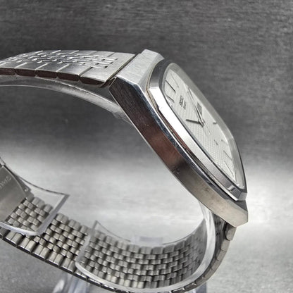 Seiko Watch Men 32mm Silver Dial Silver Tone Daydate Rectangle 5933-5040 New Bat3