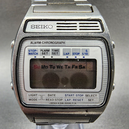 Seiko Digital Watch Men 35mm LCD Silver Tone A1585059 PARTS2