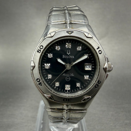 Bulova Marine Star Dive Watch Women 27mm MOP Dial Steel Date Round 96P12 New Bat0