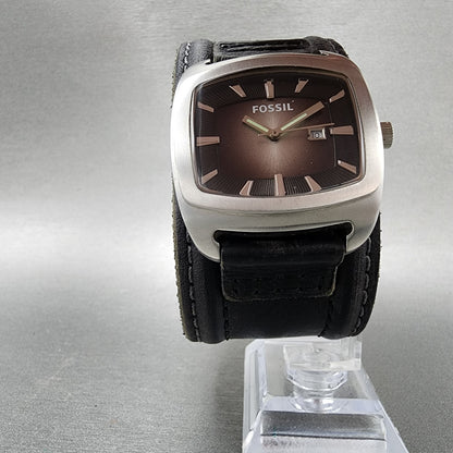 Fossil Watch Men 38mm Gray Dial Silver Tone Date Rectangle JR1054 New Battery5