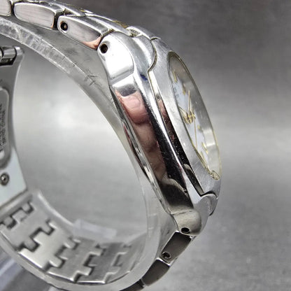 Citizen Eco-Drive Watch Women 25mm White Dial Two Tone Date Round E011 Works3