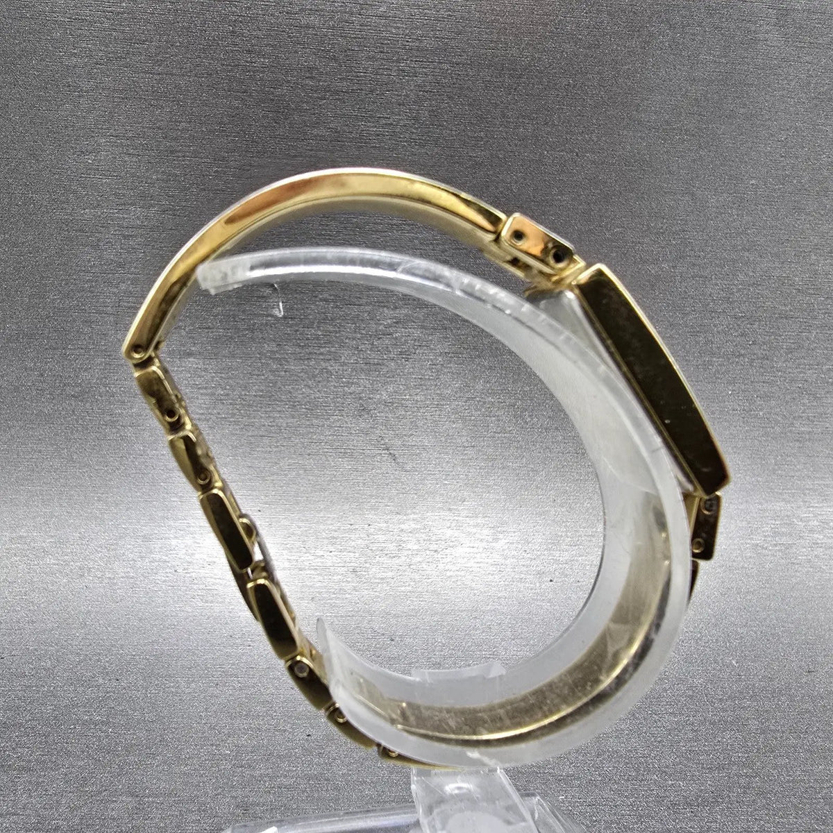 Citizen Eco-Drive Tank Watch Women 14mm White Dial Gold Crystal Bangle Works8
