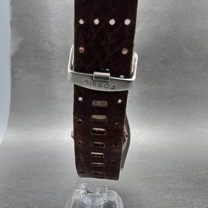 Fossil Watch Men 40mm Brown Dial Silver Tone Date Round JR-9162 New Battery7