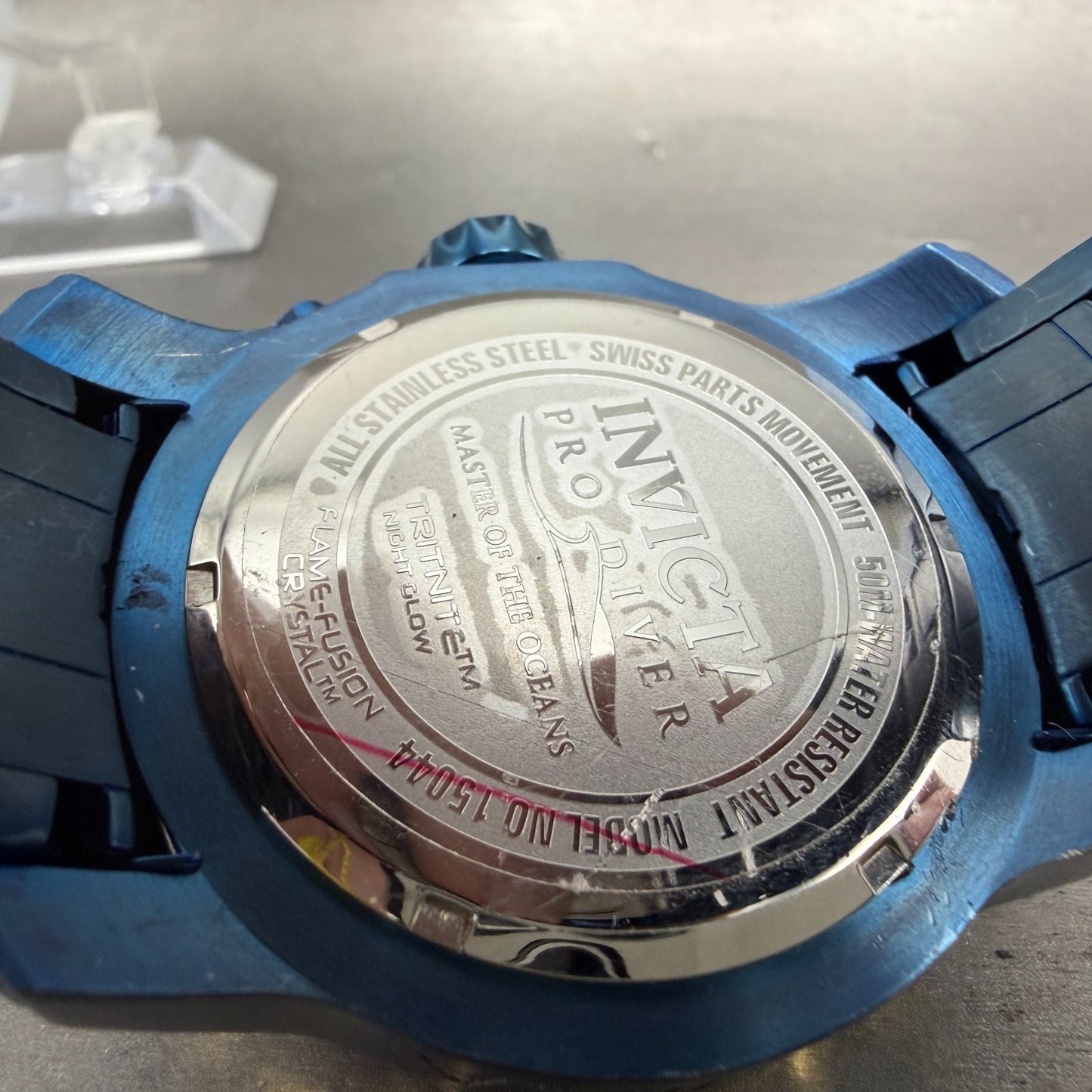 Invicta Pro Diver Watch Men 49mm Gold Dial Blue Tone Daydate Round 15044 New Bat9