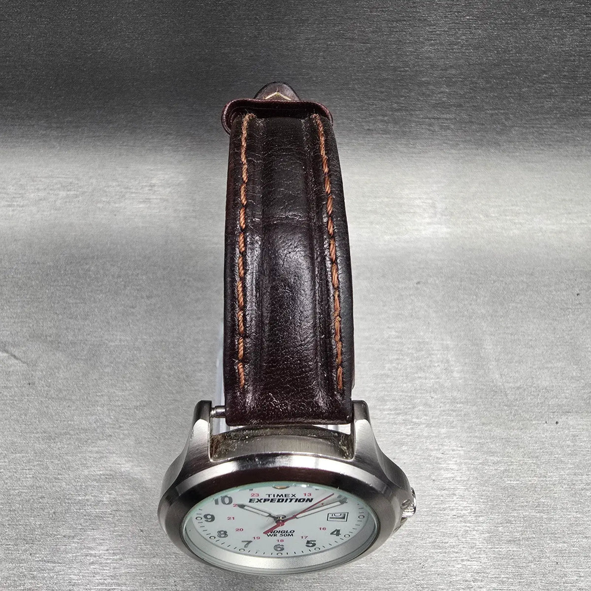 Timex Expedition Watch Men 39mm White Dial Silver Tone Date Round New Battery 894