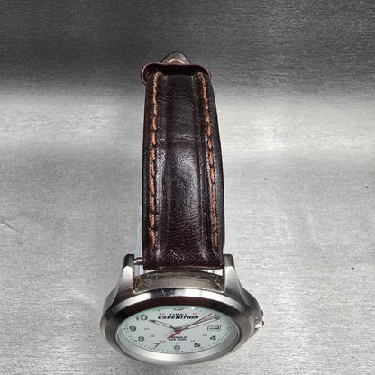 Timex Expedition Watch Men 39mm White Dial Silver Tone Date Round New Battery 894