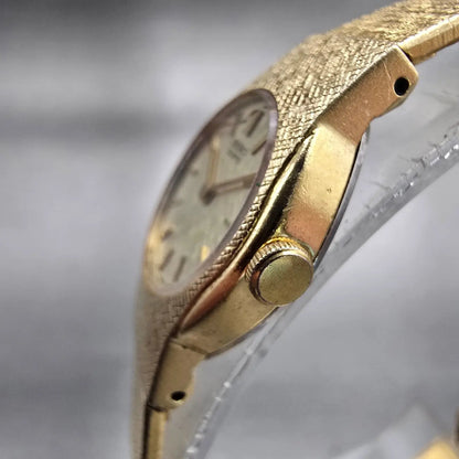 Seiko Watch Women 17mm Gold Dial Gold Tone Round 2C20-0149 VTG New Battery2