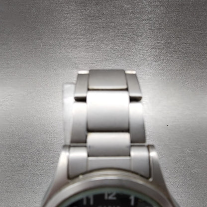 Seiko Alba Carib Watch Men 36mm Black Dial Silver Tone Daydate V743-8000 New Bat