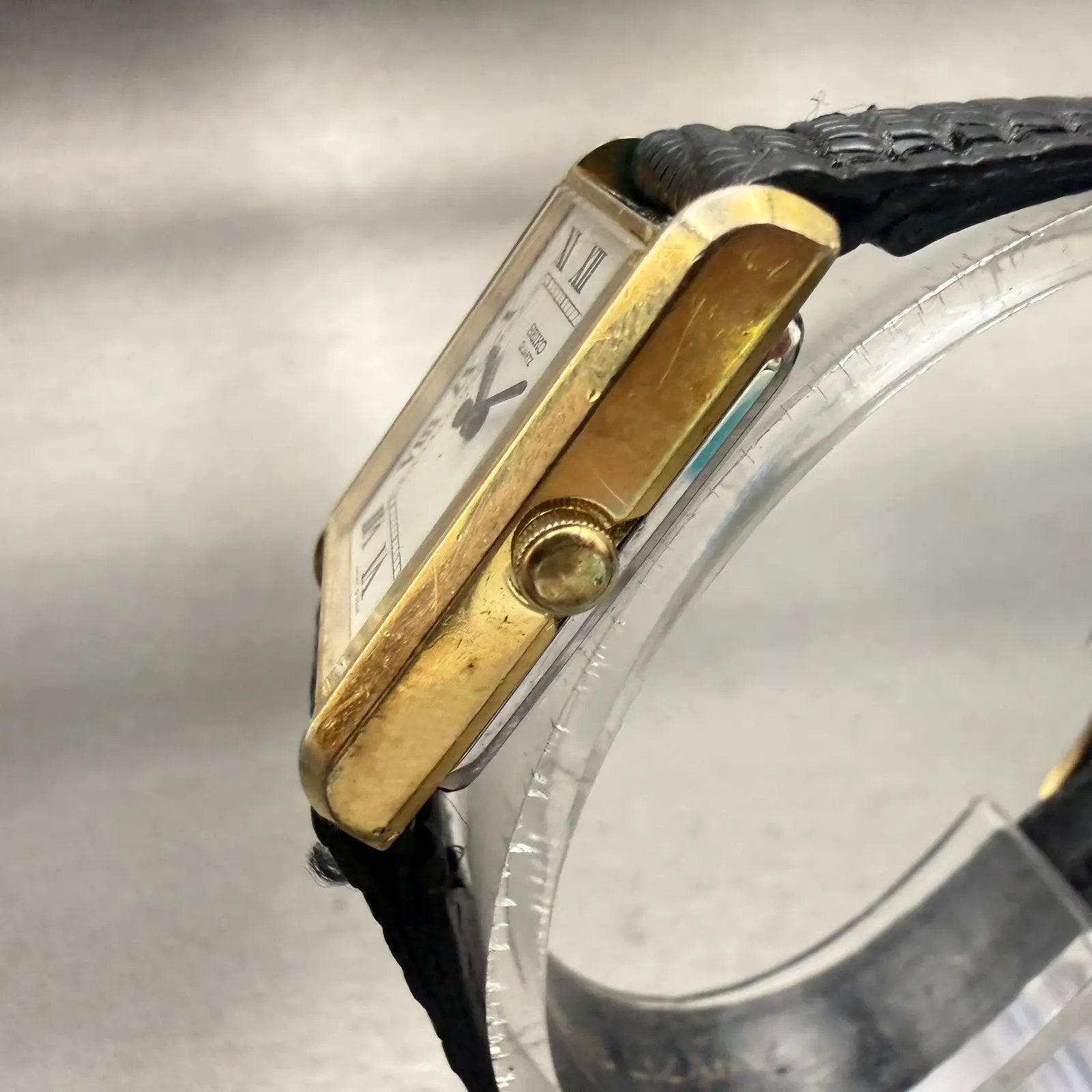 Seiko Watch Women 21mm White Dial Gold Tone Rectangle 4700-5099 New Battery VTG2