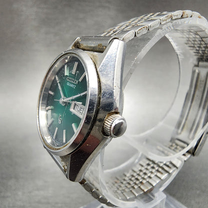 Citizen CQ Watch Women 24mm Green Dial Steel Daydate Round New Battery VTG2