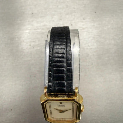 Seiko Watch Women 18mm Ivory Dial Gold Tone Rectangle 1400-8440 New Battery VTG4