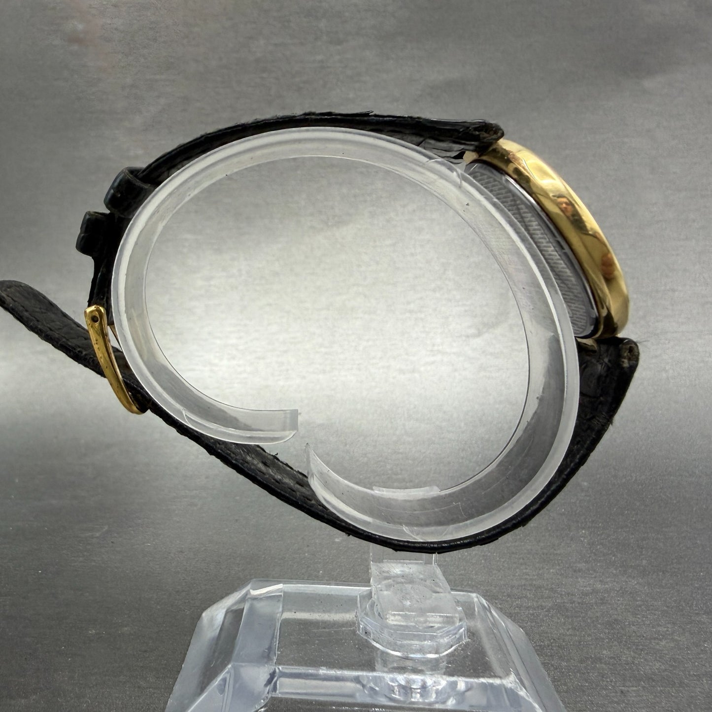 Seiko Lassale Watch Men 32mm Black Dial Gold Tone Round 5A54-2000 New Battery8