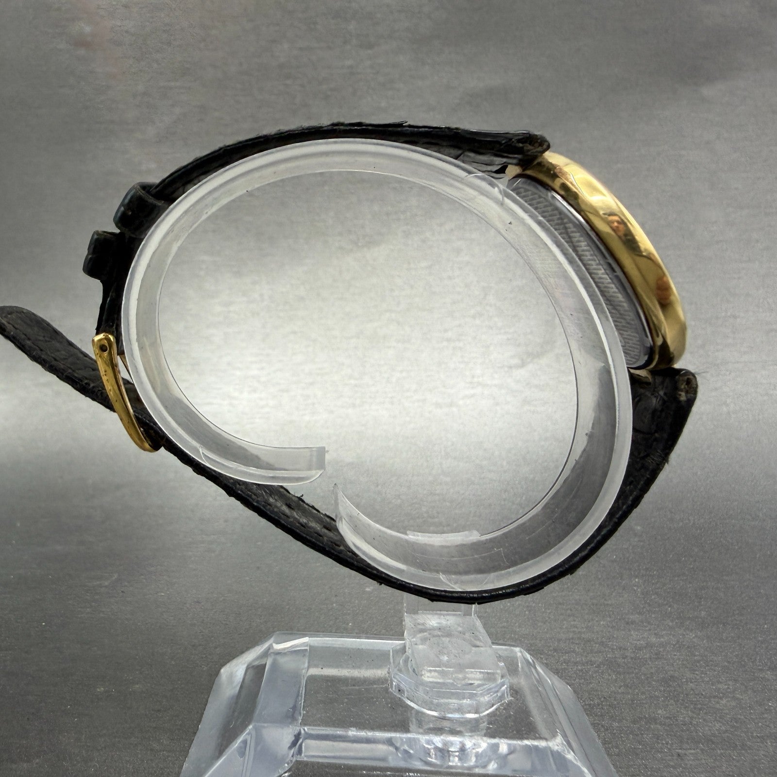 Seiko Lassale Watch Men 32mm Black Dial Gold Tone Round 5A54-2000 New Battery8