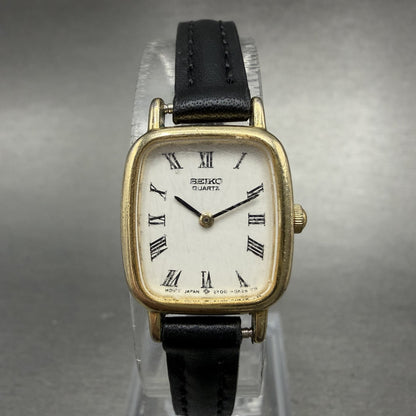 Seiko Watch Women 17mm White Dial Gold Tone Rectangle 2Y00-5A00 New Battery0