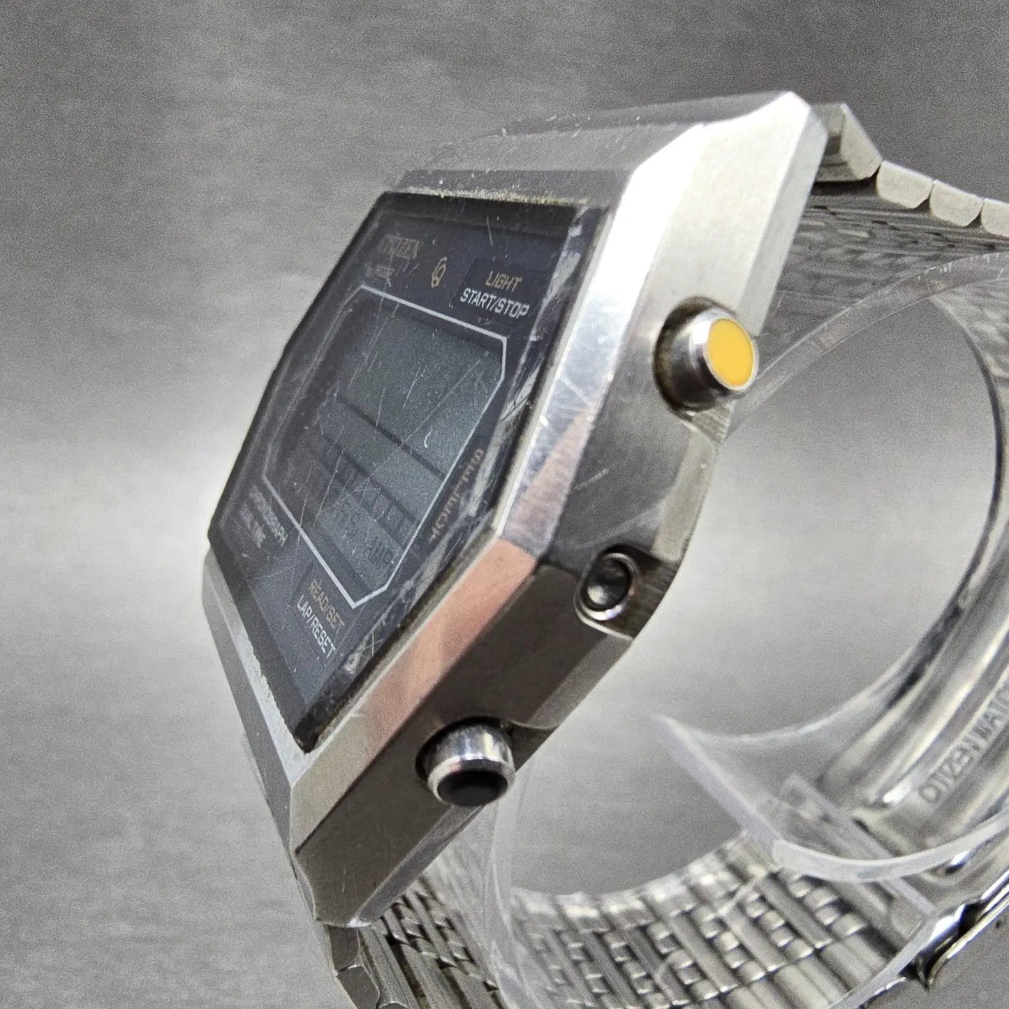 Citizen CQ Watch Men 37mm Silver Digital Chronograph 4-095723 New Battery VTG2