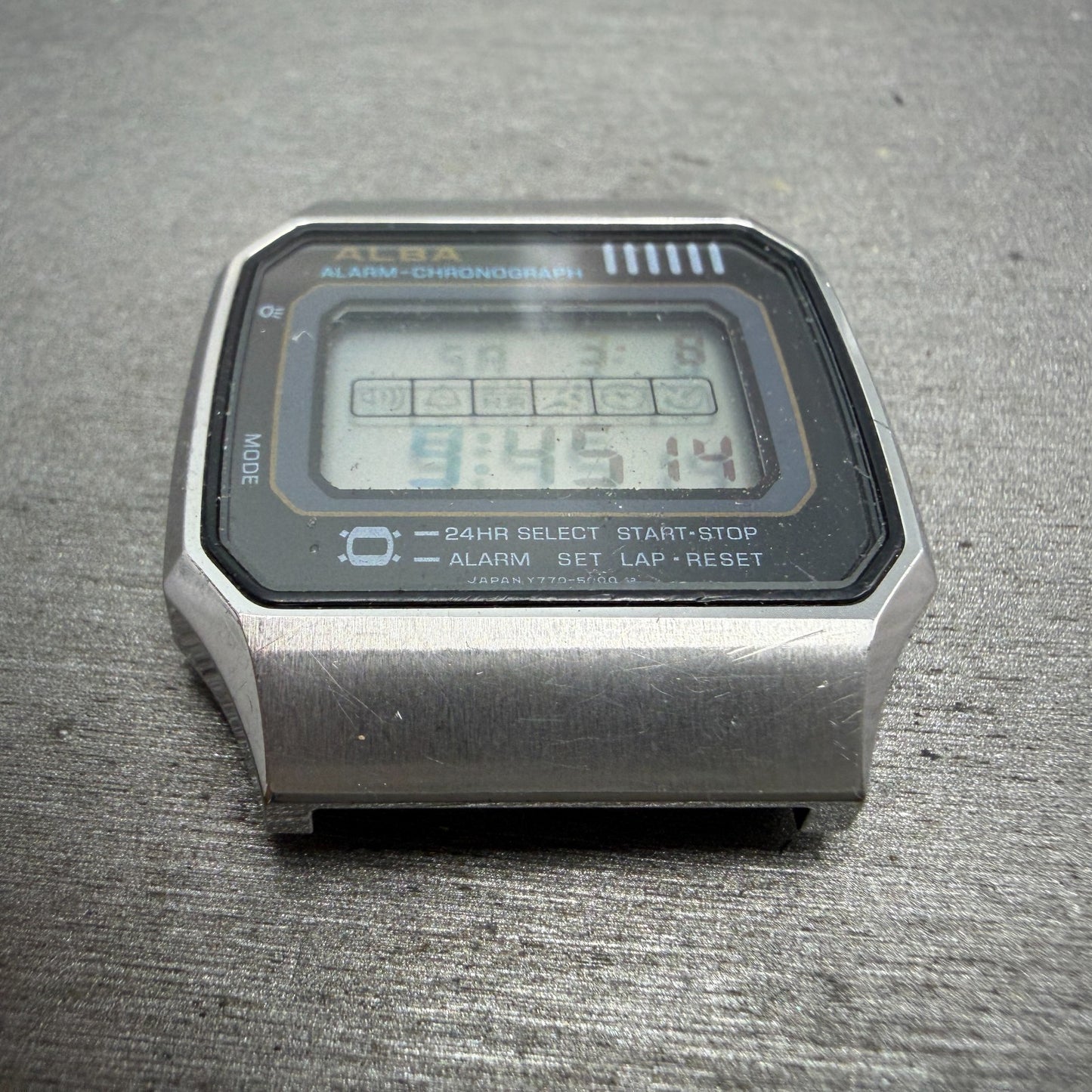 Seiko ALBA Digital Watch Men 34mm Silver Tone Alarm Chrono V770-5010 PARTS3