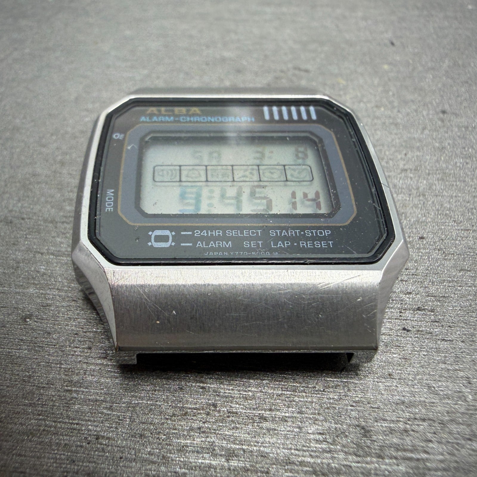 Seiko ALBA Digital Watch Men 34mm Silver Tone Alarm Chrono V770-5010 PARTS3