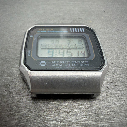 Seiko ALBA Digital Watch Men 34mm Silver Tone Alarm Chrono V770-5010 PARTS3