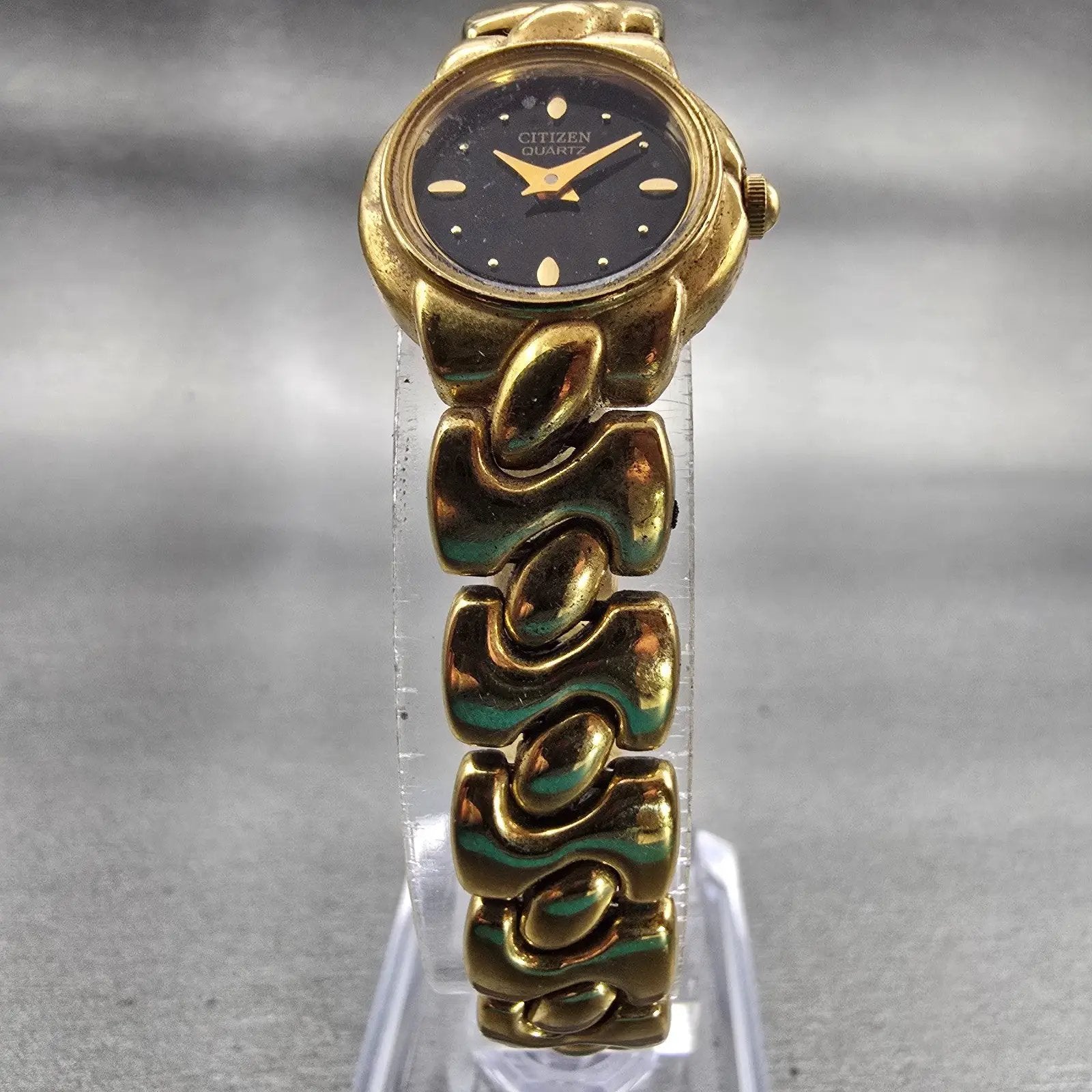 Citizen Watch Women 19mm Black Dial Gold Tone Round 5920-S95692 New Battery VTG5