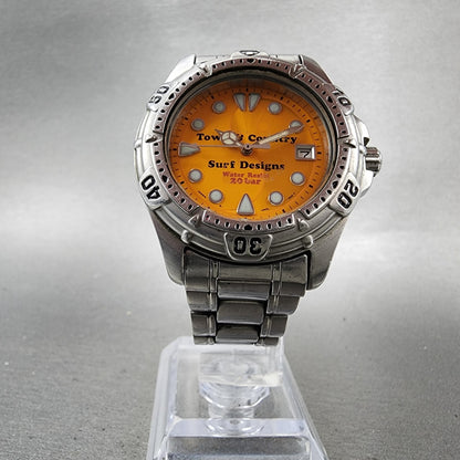 Orient Town & Country Surf Designs Watch Men 36mm Orange Dial Steel Date NewBatt5