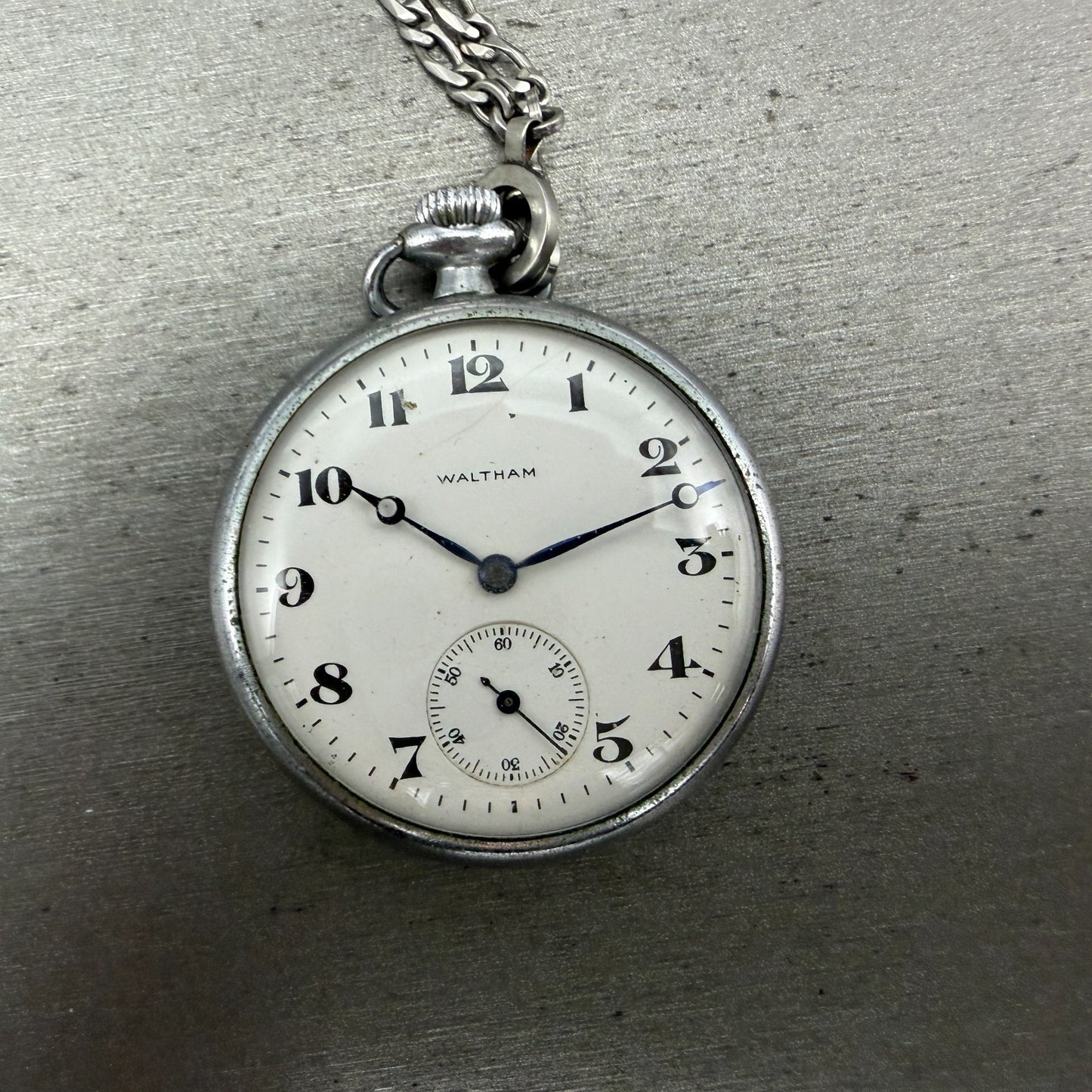 Waltham Pocket Watch White Dial Silver Tone Manual Wind Grade 225 PARTS0