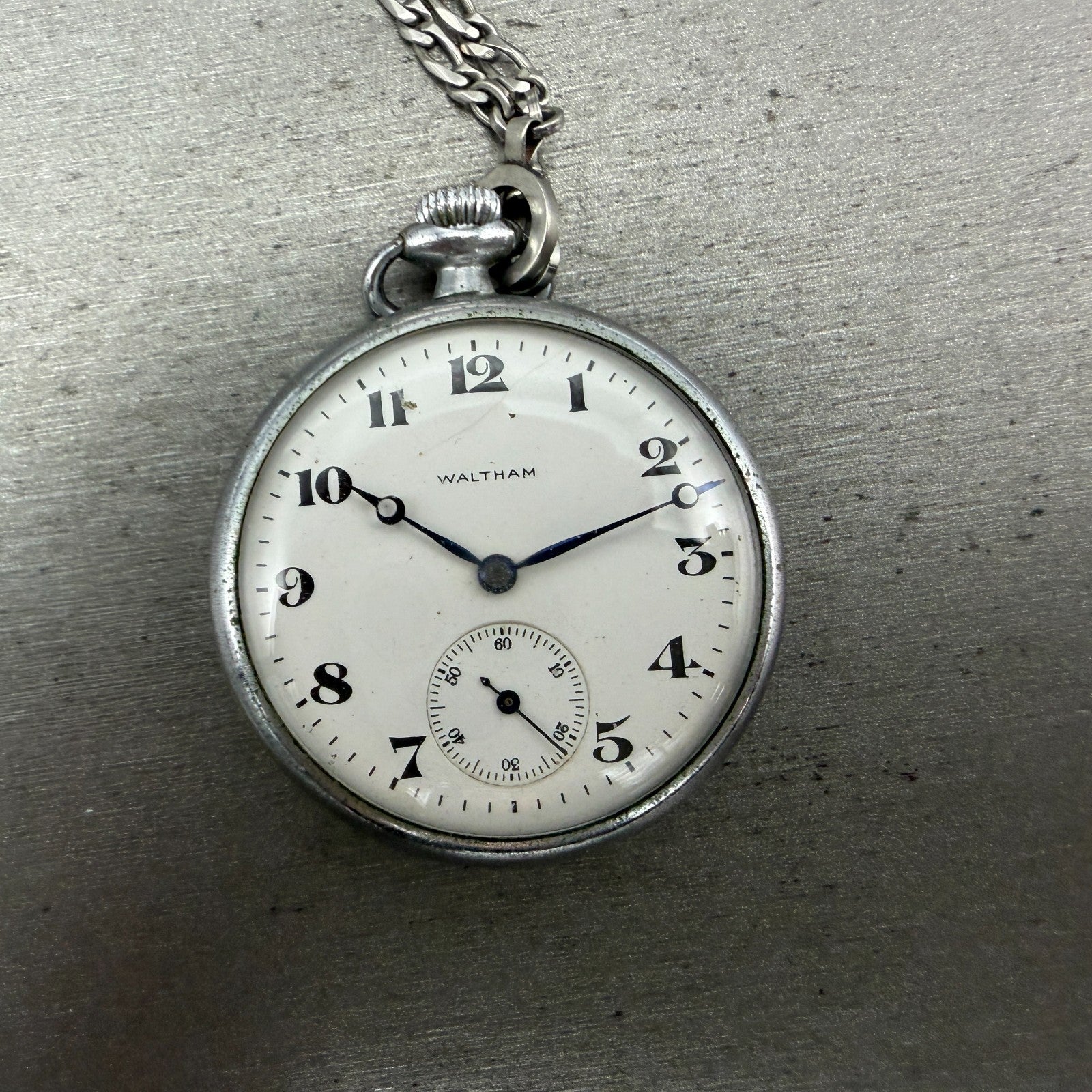 Waltham Pocket Watch White Dial Silver Tone Manual Wind Grade 225 PARTS0