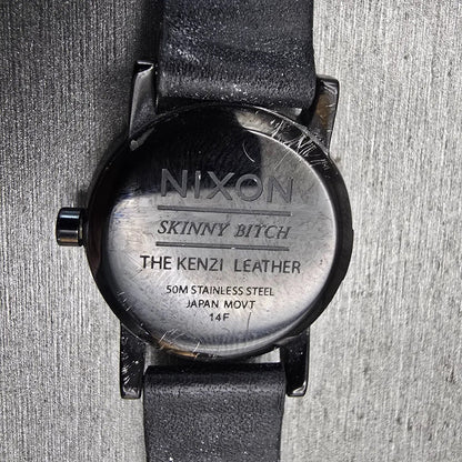 Nixon The Kenzie Leather Watch Women 26mm Black Dial Black Tone Round New Batt10