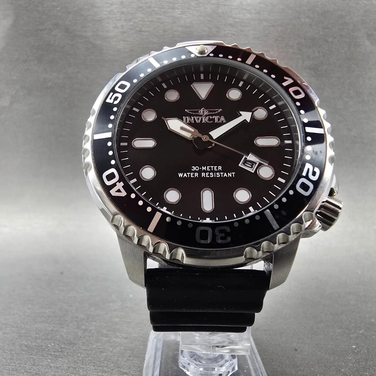 Invicta Pro Diver Watch Men 48mm Black Dial Silver Tone Date 44834 New Battery5