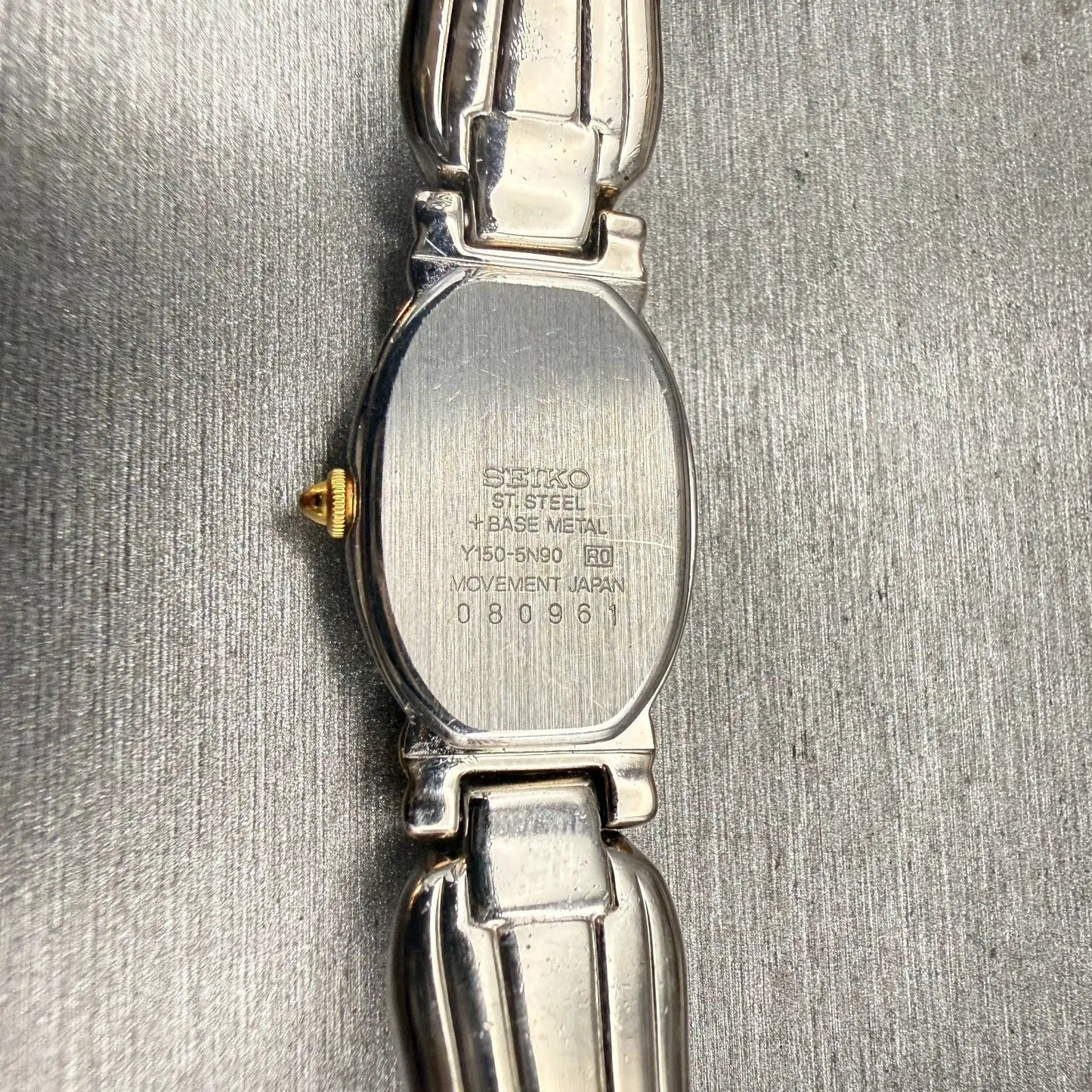 Seiko Watch Women 16mm White Dial Two Tone Oval Y150-5N90 New Battery Vintage10