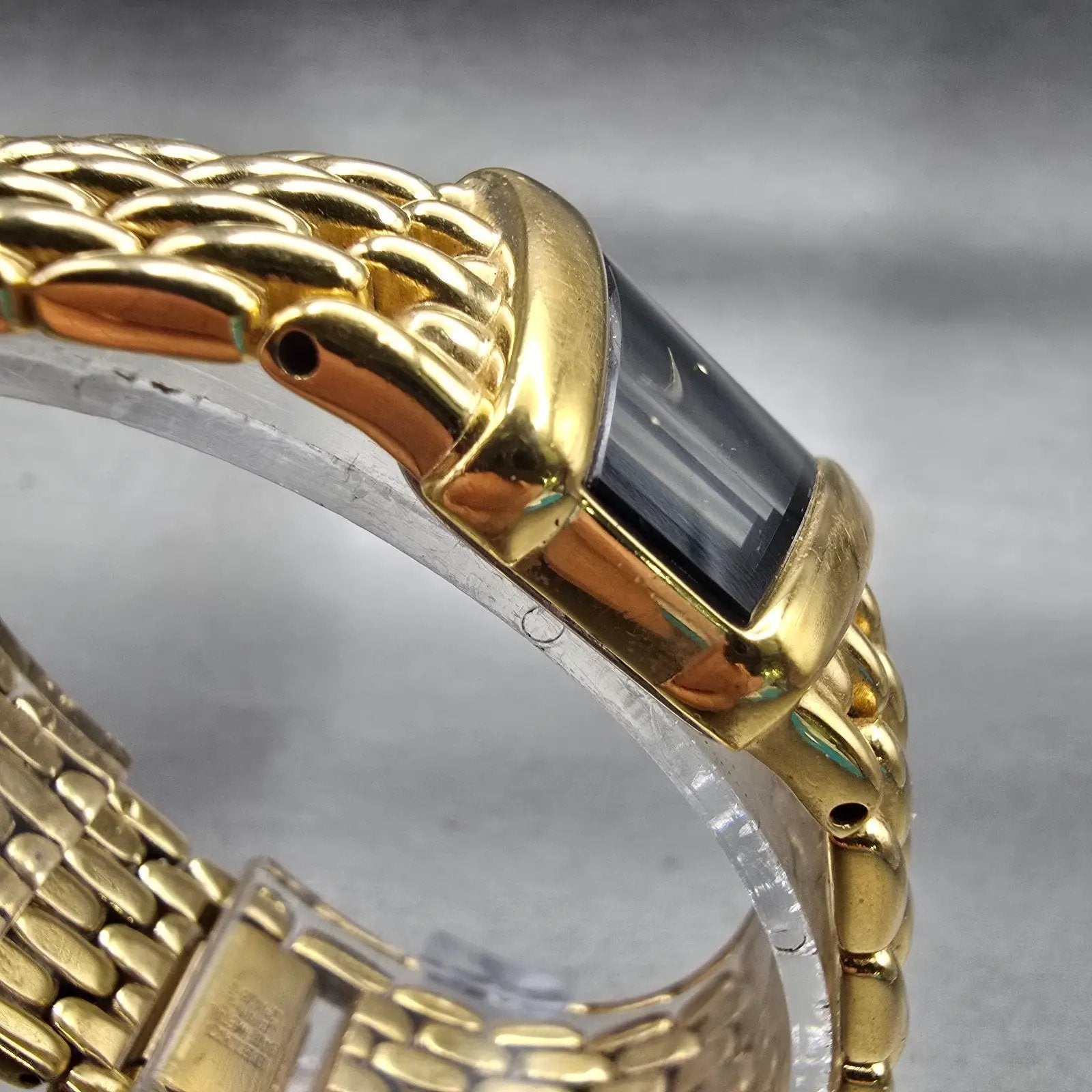 Seiko Watch Women 19mm Black Dial Gold Tone Asymmetrical 4N00-5749 New Battery3