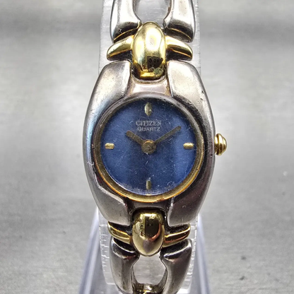 Citizen Watch Women 18mm Blue Dial Two Tone Oval 5421-S91590 New Battery Vintage0