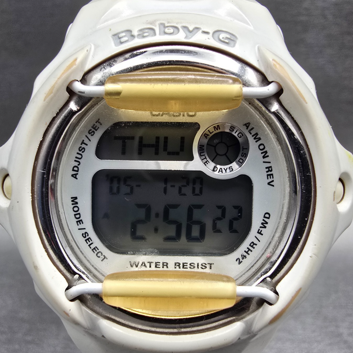 Casio Baby-G BG169R Watch Women 43mm Silver Dial White Chrono Alarm New BatteryJ1