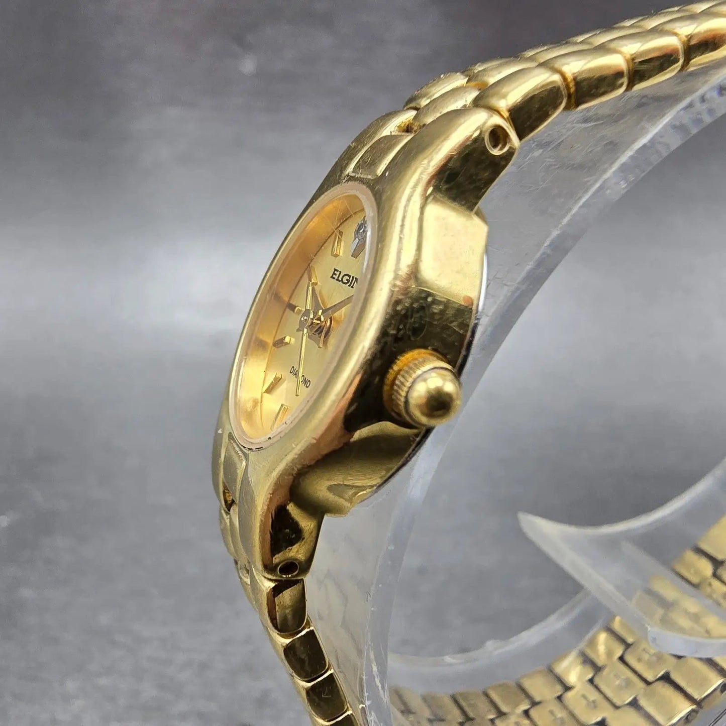 Elgin Watch Women 17mm Gold Dial Gold Tone Oval Bracelet EL 320 New Battery2