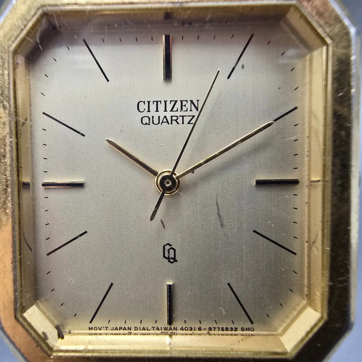 Citizen CQ Watch Men 26mm Champagne Dial Gold Tone Octagon 4031-893484 PARTS2