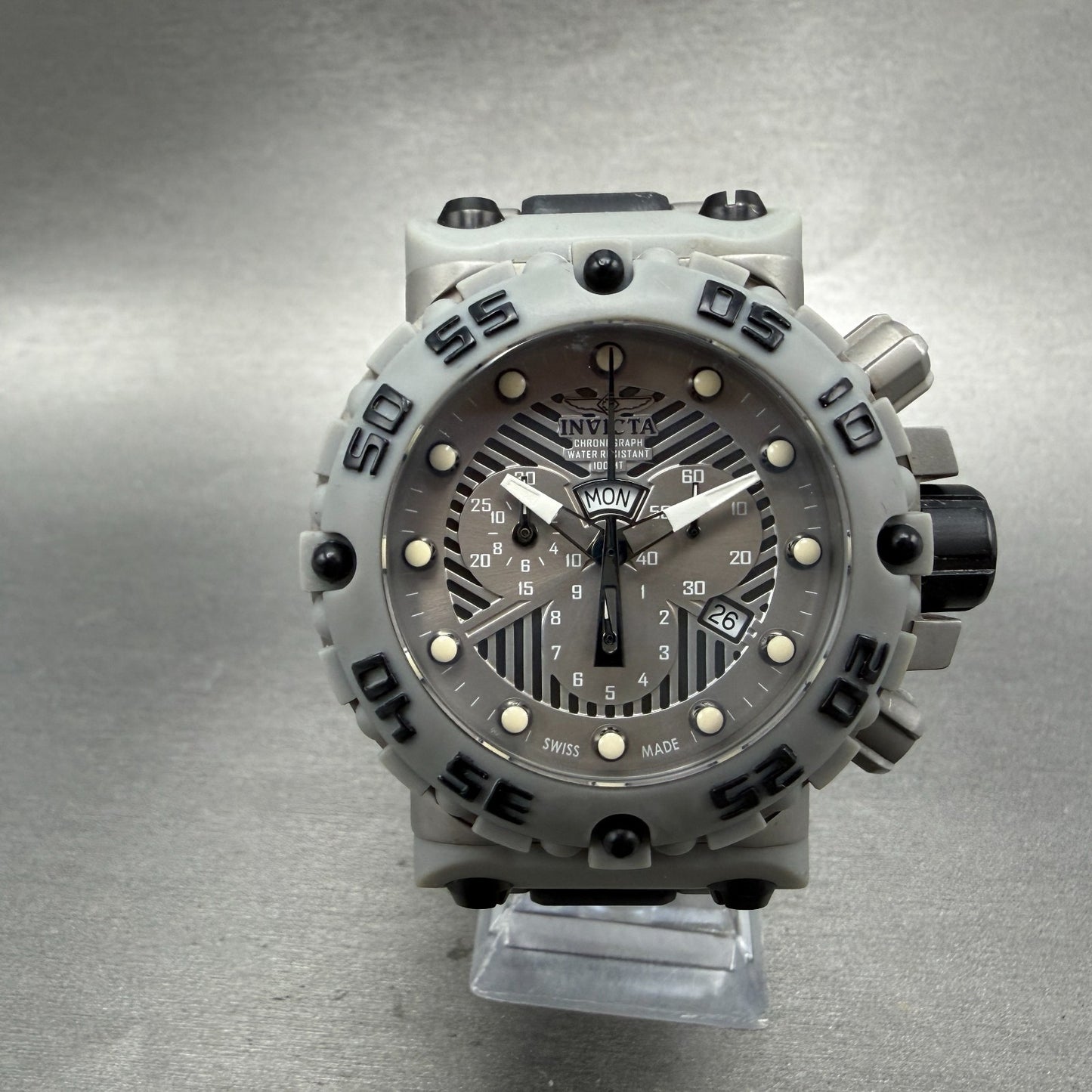Invicta Subaqua Nitro Chrono Watch Men 50mm Silver Dial Gray Tone 0406 NewBatt0
