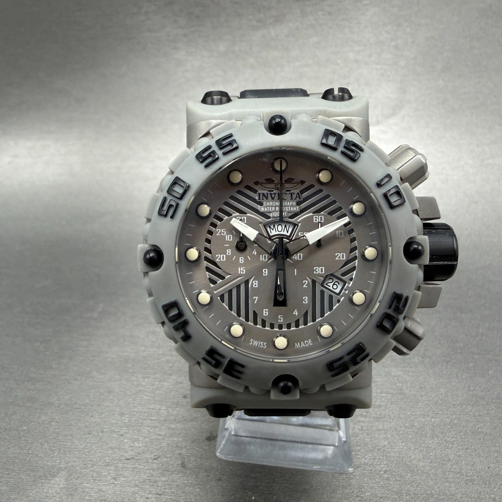 Invicta Subaqua Nitro Chrono Watch Men 50mm Silver Dial Gray Tone 0406 NewBatt0