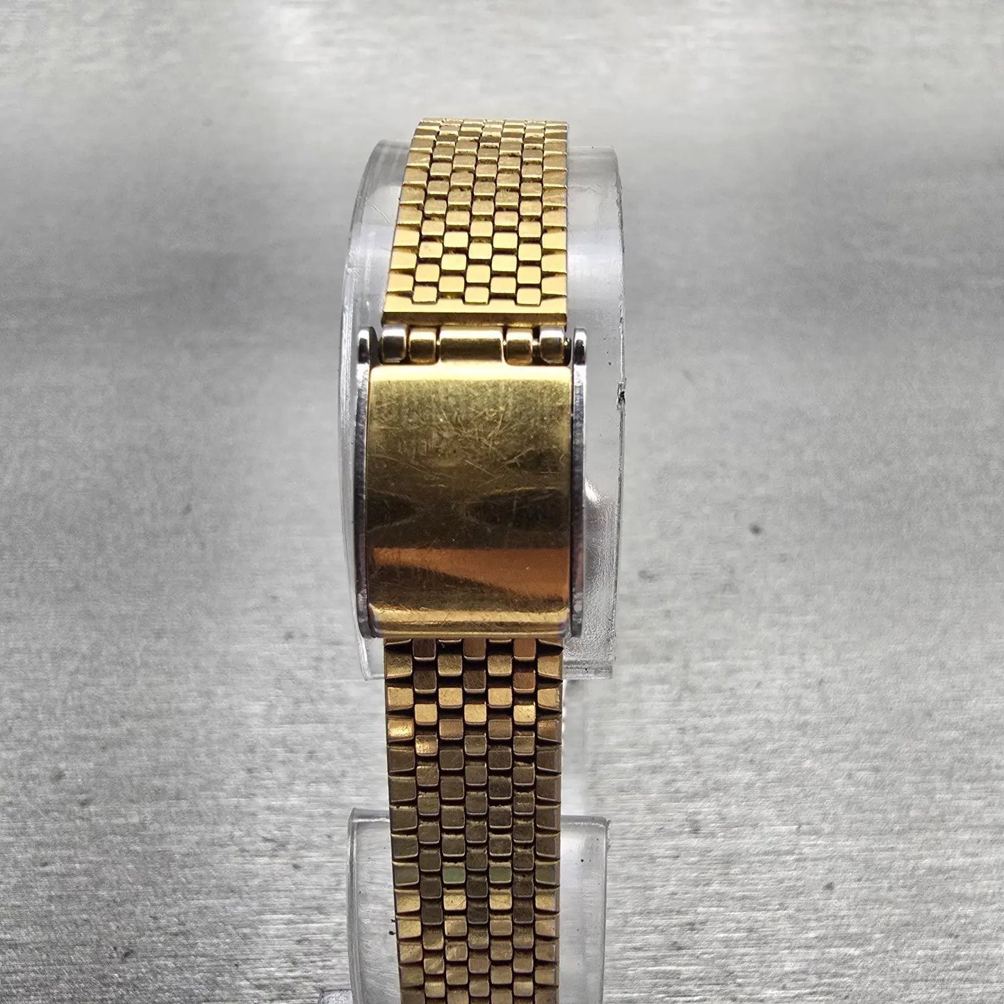 Seiko Watch Women 20mm Black Dial Gold Tone Octagon 2C21-5170 New Battery VTG7