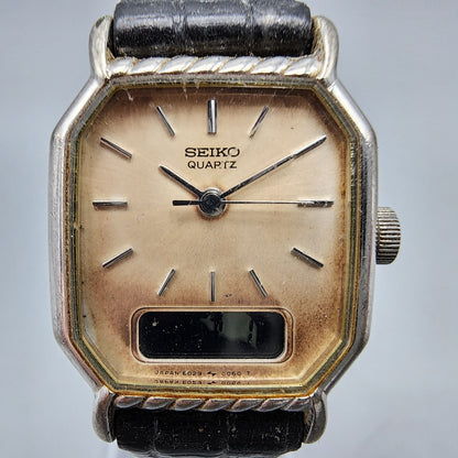 VTG Seiko Watch Women 22mm Analog Digital Silver Dial Palladium READ!!! E029