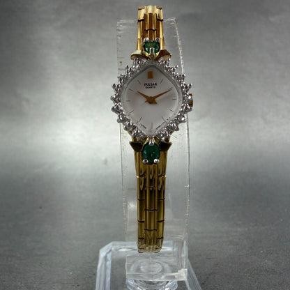 Seiko Pulsar Watch Women 17mm White Dial Gold Tone Oval V400 L 174A New Battery5