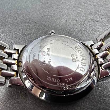 Movado Esperanza Watch Men 33mm Black Dial Two Tone 84.19.861 New Battery VHU9