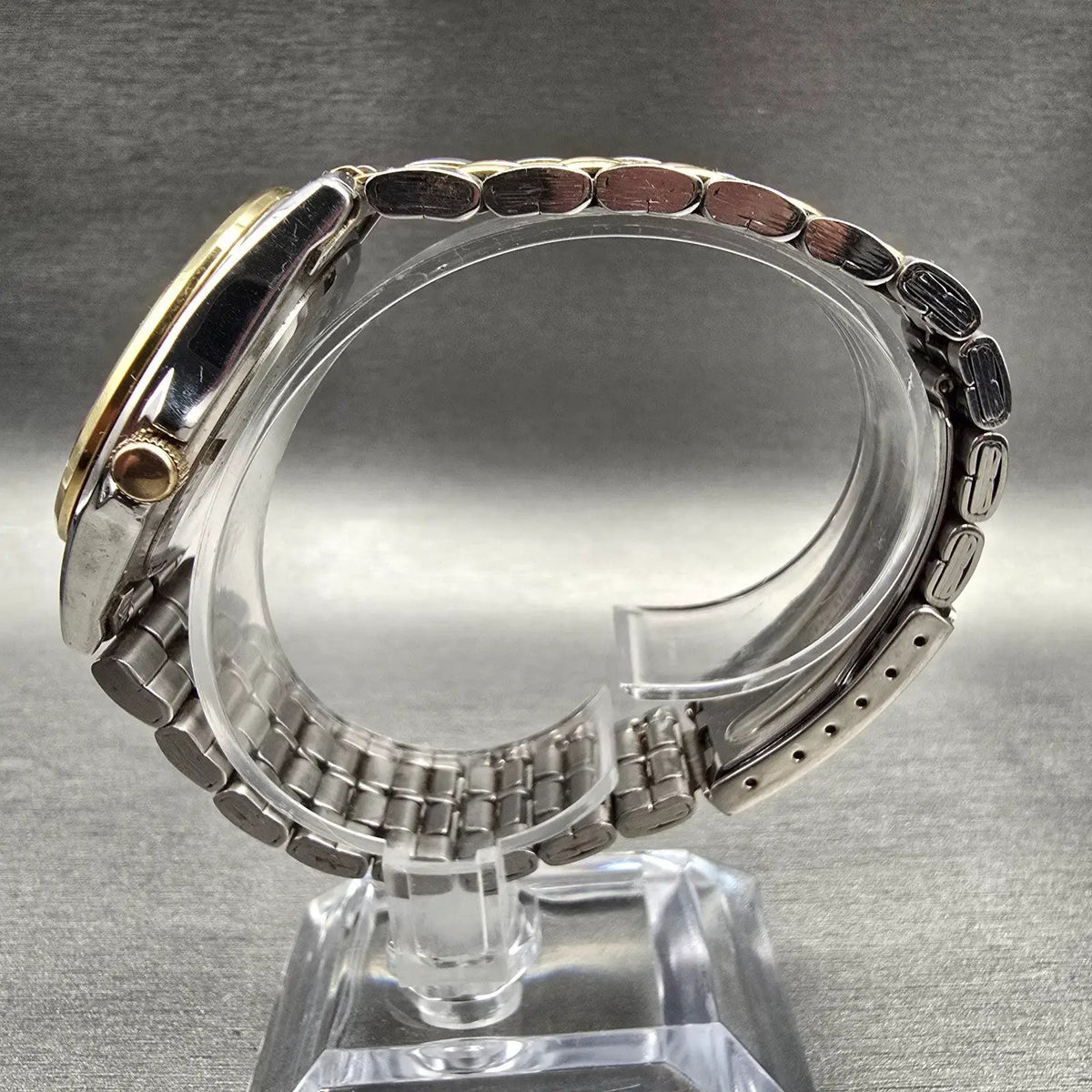 Seiko Watch Men 35mm Gray Dial Two Tone Daydate Round 7N43-T011 New Battery VTG6