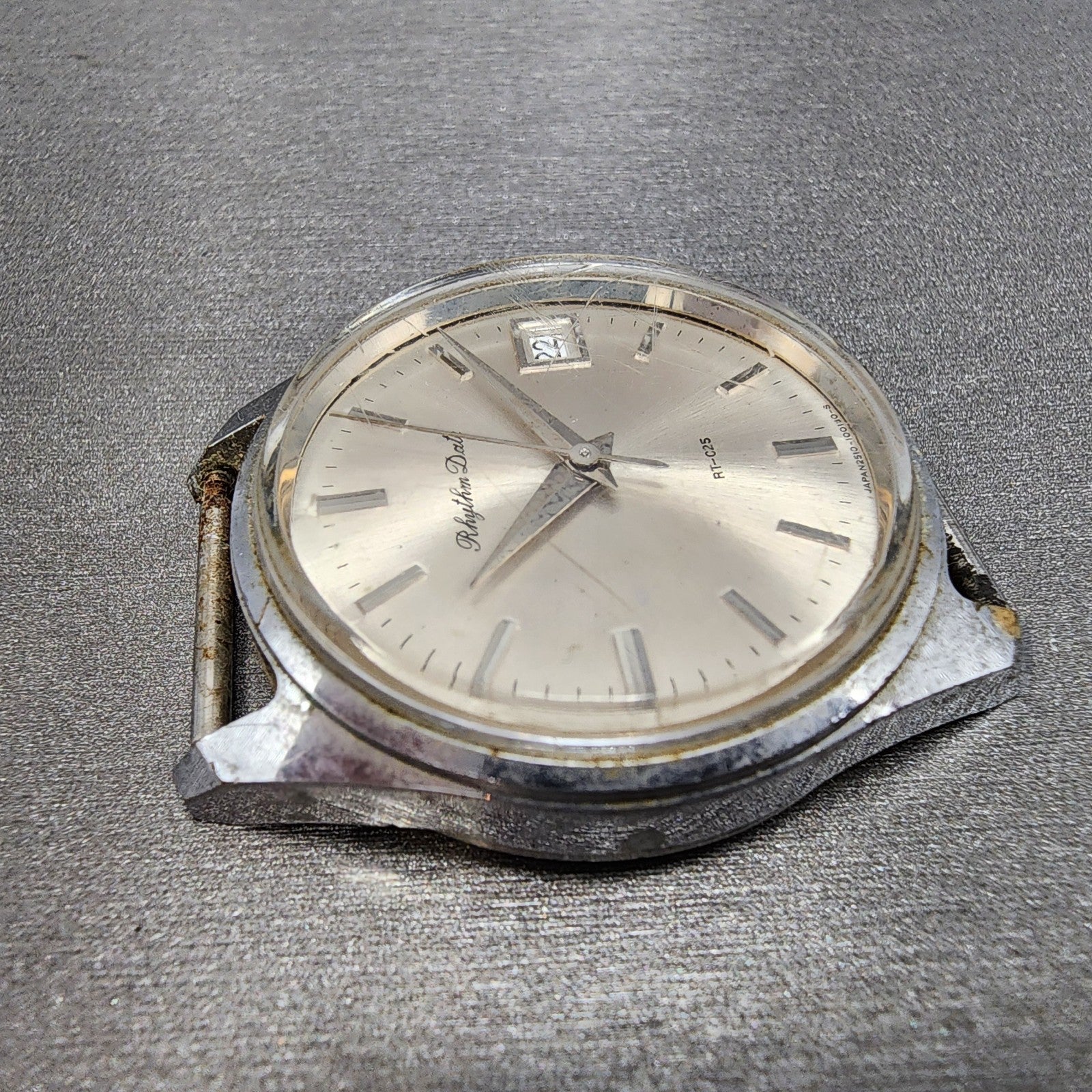 Citizen Rhythm Date Manual Watch Men 33mm Silver Dial Silver Tone Date Runs3