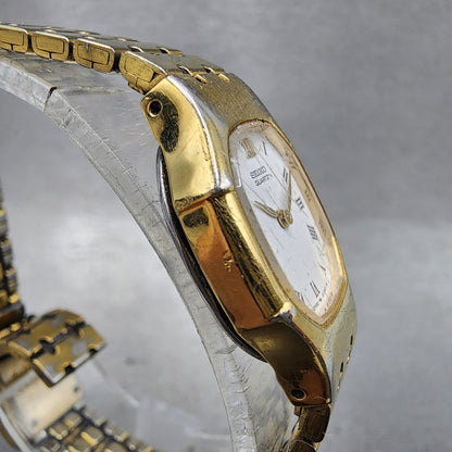 Seiko Watch Women 17mm White Dial Gold Tone Octagon 2y005509 New Battery3