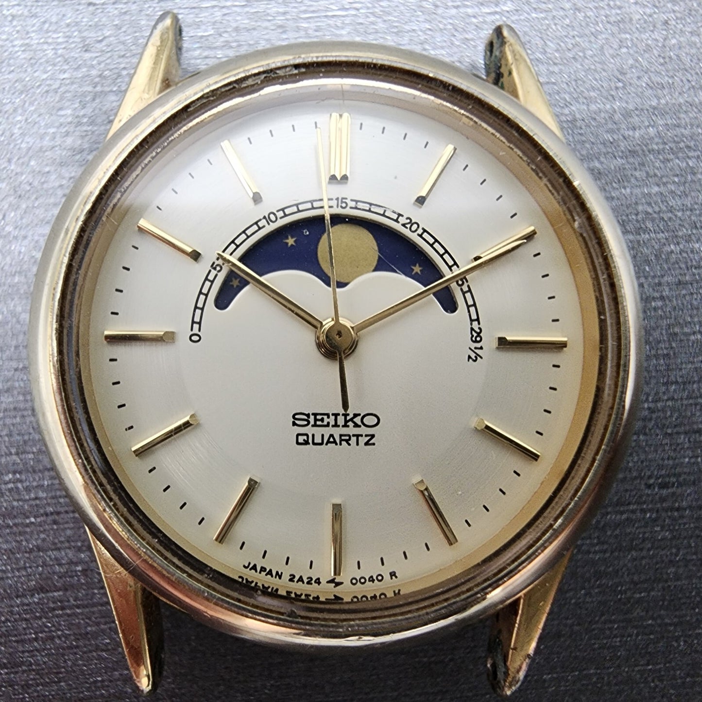 Seiko Moon Phase Watch Women 24mm White Dial Gold Tone Round 2A240048 PARTS2