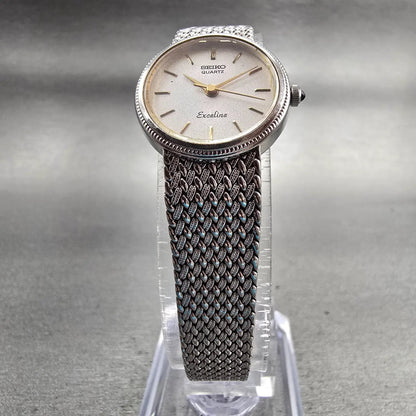 Seiko Exceline Watch Women 20mm Silver Dial Silver Tone Round 1221-0100 New Batt5