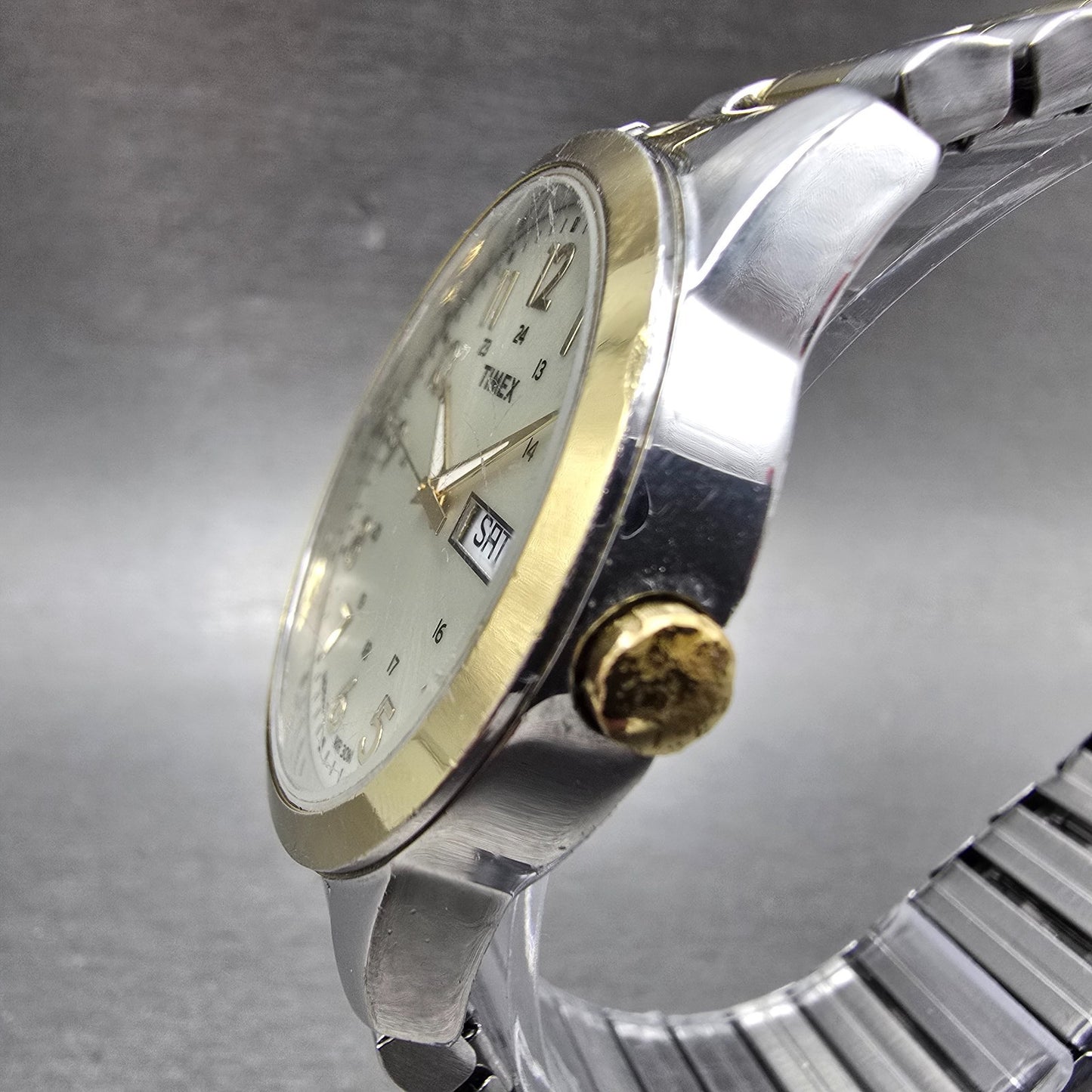 Timex Watch Men 36mm Silver Dial Two Tone Daydate Round T2M935 new Battery2