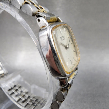 Seiko Watch Women 19mm Silver Dial Silver Tone Square 54205029 New Battery3